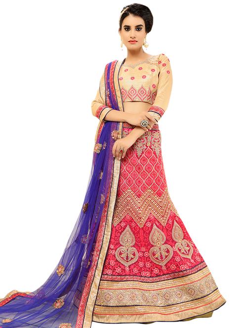 embroidered a-line semi-stitched lehenga - 17379984 - Very Small Image - 1