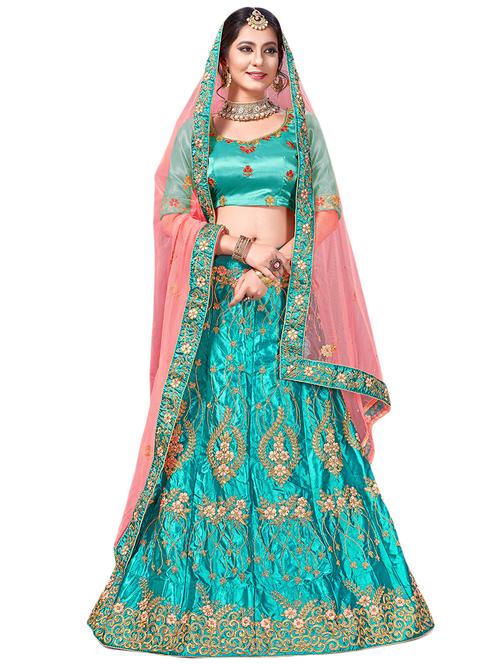 embroidered a-line semi-stitched lehenga - 17380004 - Very Small Image - 1