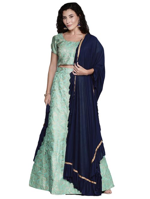 floral a-line semi-stitched lehenga - 17380041 - Very Small Image - 1