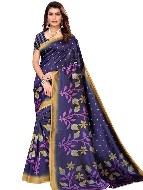 floral printed saree with blouse - 17380251 - Very Small Image - 1