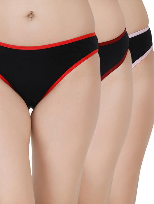 set of 3 contrast piped bikini panty - 17380392 - Very Small Image - 1