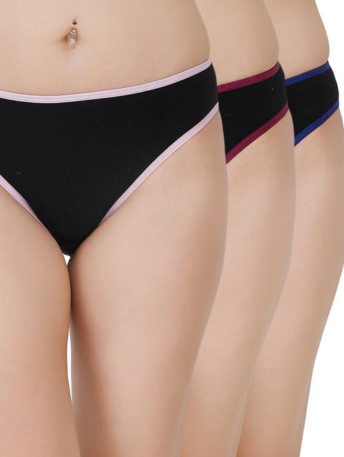 set of 3 contrast piped bikini panty - 17380396 - Very Small Image - 1