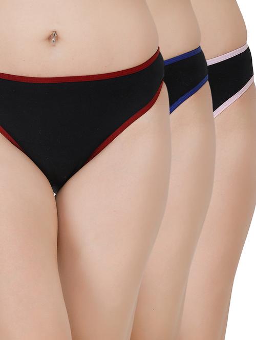 set of 3 contrast piped bikini panty - 17380408 - Very Small Image - 1