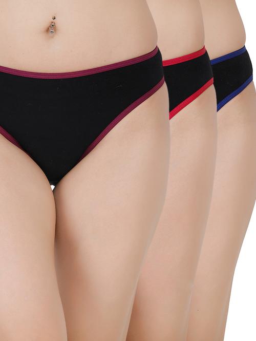 set of 3 contrast piped bikini panty - 17380414 - Very Small Image - 1