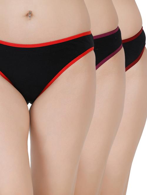 set of 3 contrast piped bikini panty - 17380430 - Very Small Image - 1
