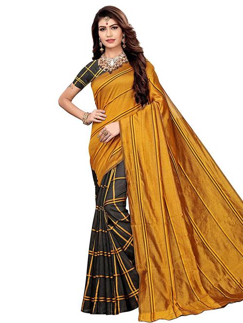 half & half woven saree with blouse - 17380434 - Very Small Image - 1