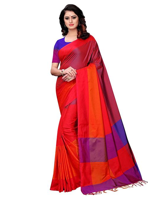 women's self design red colored saree - 17380438 - Very Small Image - 1