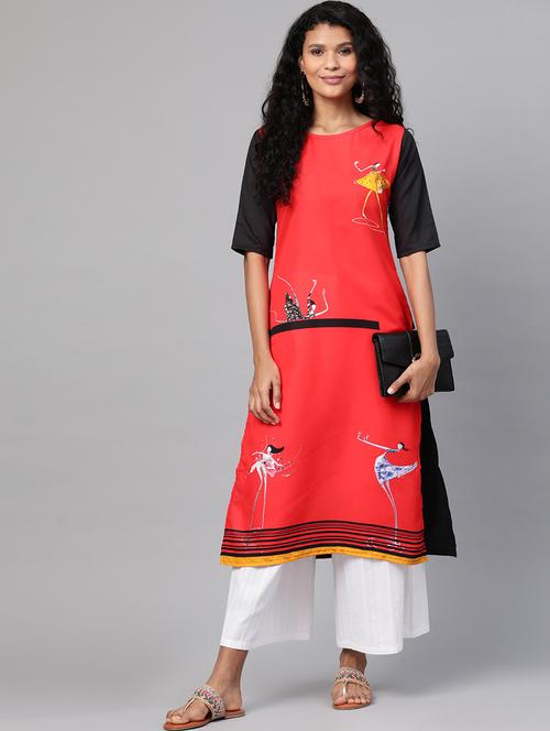 printed straight kurta - 17380776 - Very Small Image - 1