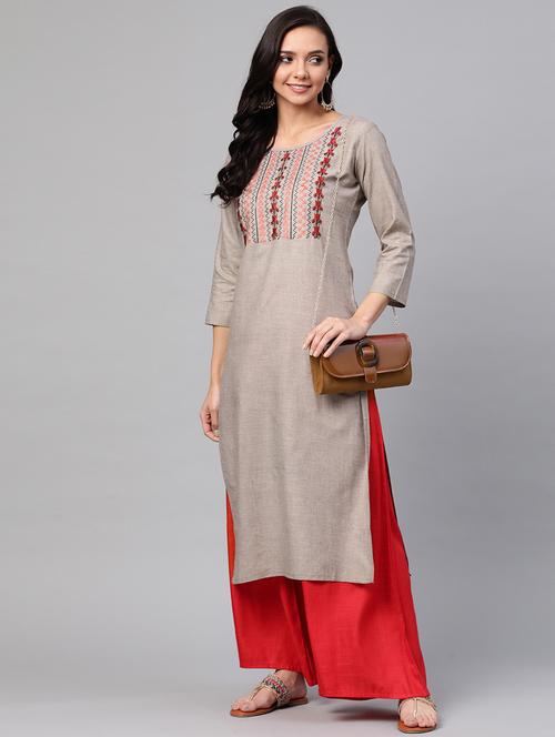 embroidered straight kurta - 17380781 - Very Small Image - 1