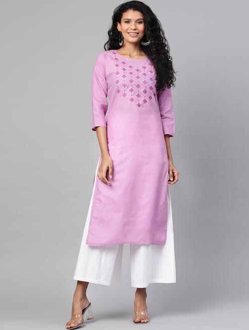 embroidered straight kurta - 17380782 - Very Small Image - 1