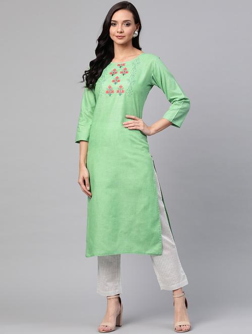 embroidered straight kurta - 17380789 - Very Small Image - 1