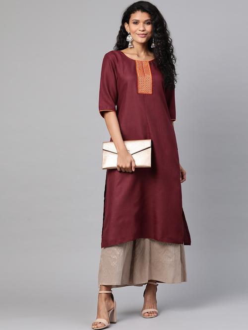 embroidered straight kurta - 17380792 - Very Small Image - 1