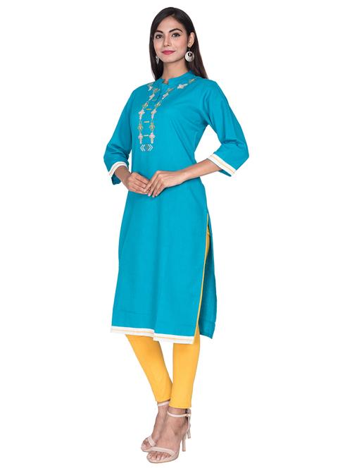 embroidered straight kurta - 17381043 - Very Small Image - 1