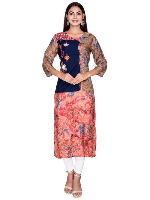 floral straight kurta - 17381051 - Very Small Image - 1