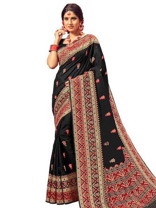 zari work woven saree with blouse - 17381128 - Very Small Image - 1