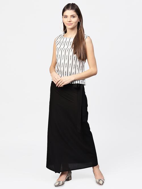 tie front solid a-line skirt - 17382104 - Very Small Image - 1