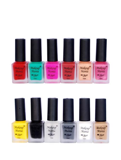 makeup mania glam nail polish combo pack, matte nail paint set of 12 pcs, 10ml each (# 414) - 17382357 - Very Small Image - 1