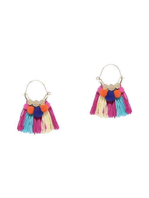 multi colored cotton hoop earring - 17383461 - Very Small Image - 1