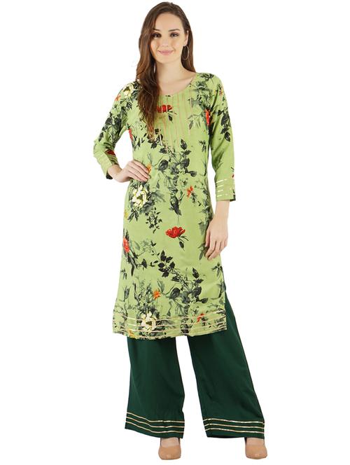 floral kurta palazzo set - 17383472 - Very Small Image - 1