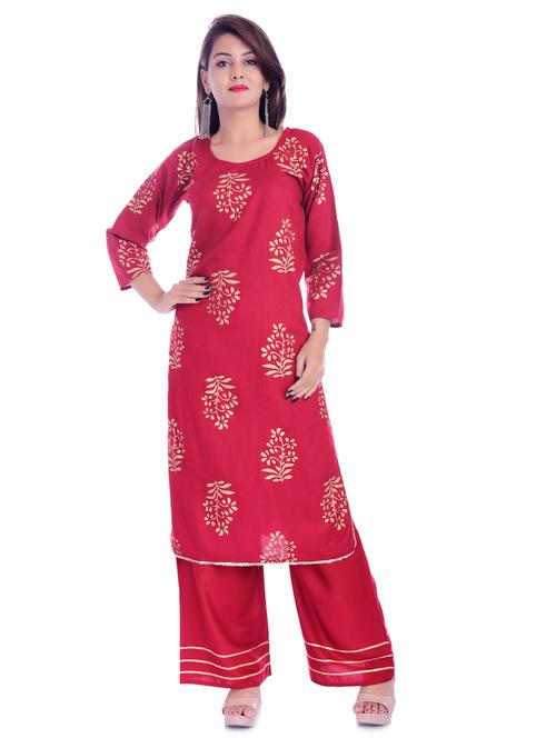 floral kurta palazzo set - 17383476 - Very Small Image - 1