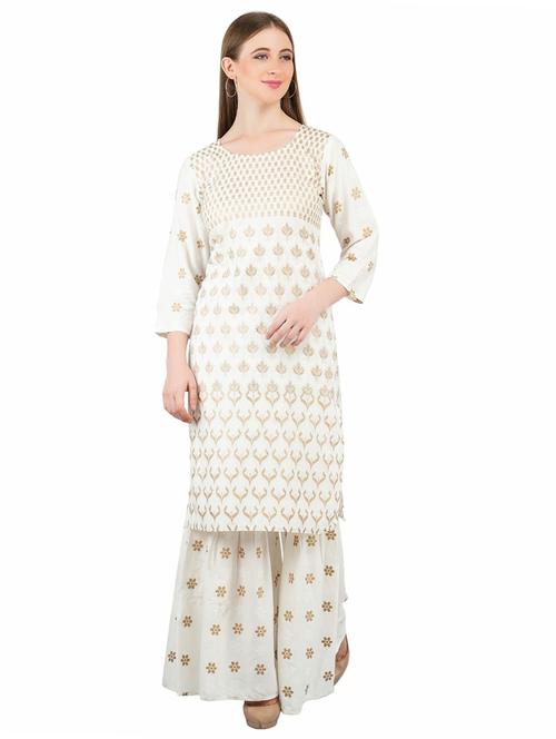 gold print kurta sharara set - 17383479 - Very Small Image - 1