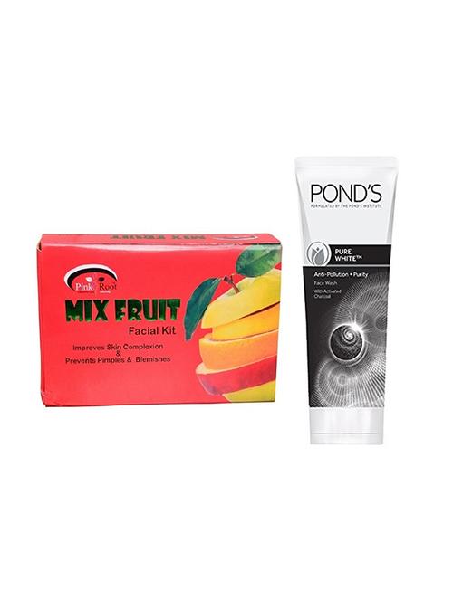 pink root mix fruit kit 83g with pond's pure white anti pollution face wash 50g - 17383707 - Very Small Image - 1
