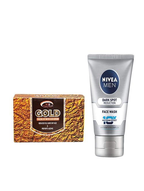 pink root gold facial kit 83gm with nivea men dark spot reduction face wash - 17383709 - Very Small Image - 1