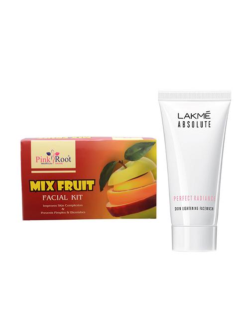 pink root mix fruit facial kit 80gm with lakme absolute face wash - 17383752 - Very Small Image - 1