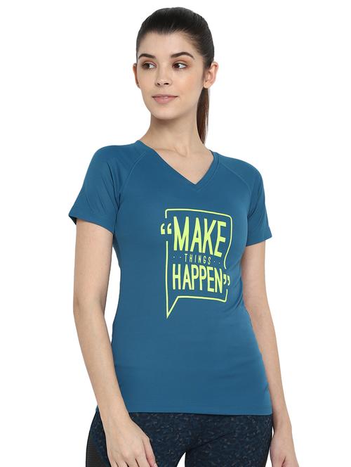 v neck typographic tee - 17383801 - Very Small Image - 1