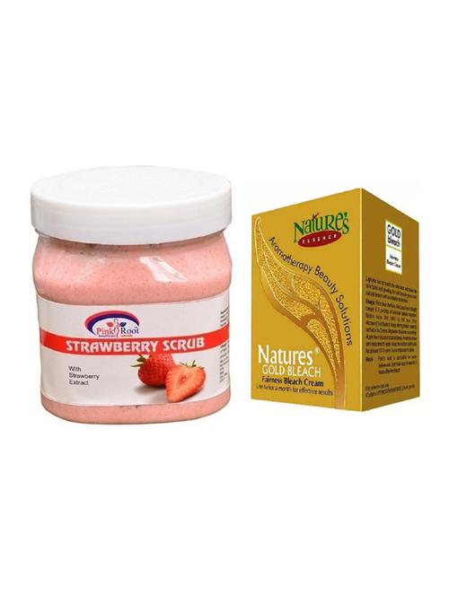 pink root strawberry scrub 500ml with nature's essence 43g gold bleach - 17383874 - Very Small Image - 1