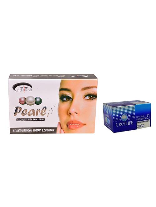pink root pearl facial kit 83gm with oxylife crème bleach natural radiance5 - 17383942 - Very Small Image - 1
