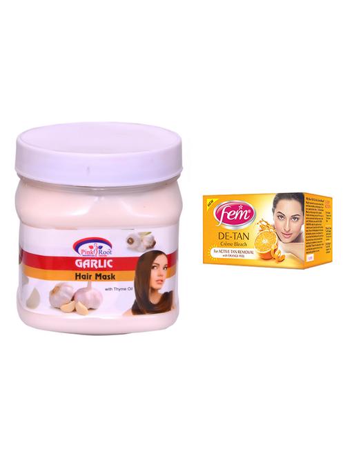 pink root garlic hair mask 500ml with fem de-tan creme bleach - 17383959 - Very Small Image - 1