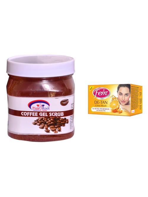 pink root coffee gel scrub 500ml with fem de-tan creme bleach - 17383962 - Very Small Image - 1