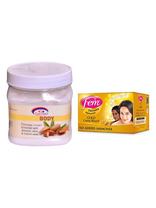 pink root body massage cream 500ml with fem gold creme bleach - 17383976 - Very Small Image - 1