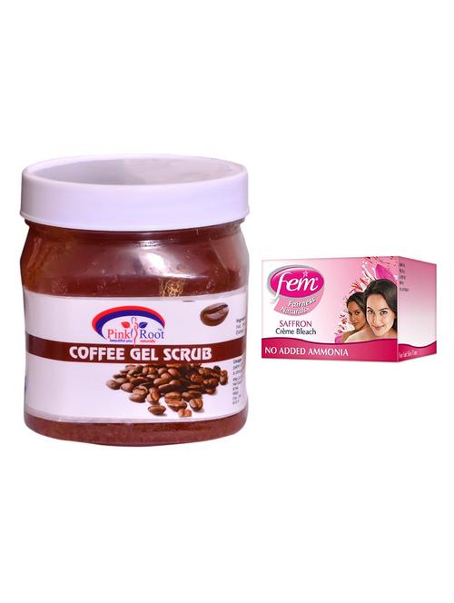 pink root coffee gel scrub 500ml with fem saffron creme bleach - 17383998 - Very Small Image - 1