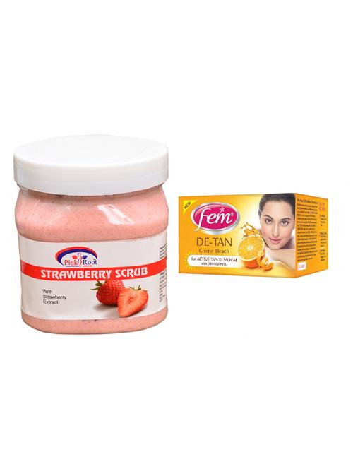 pink root strawberry scrub 500ml with fem de-tan bleach - 17384031 - Very Small Image - 1