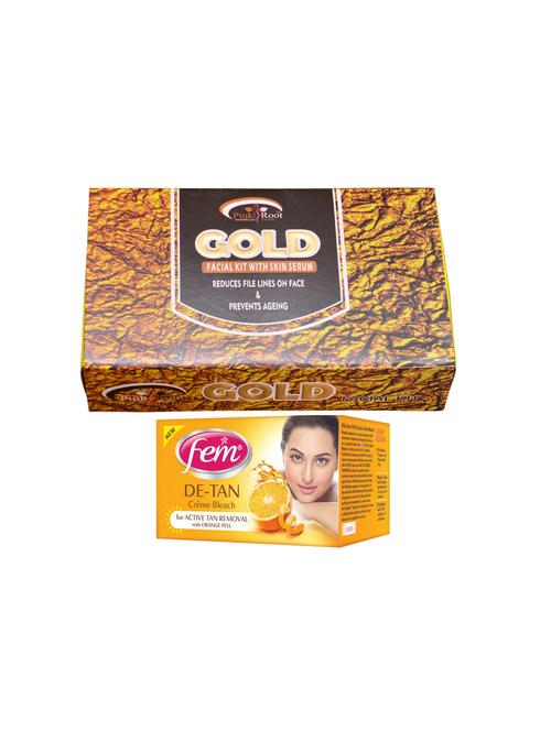 pink root gold facial kit 83gm with fem de-tan bleach - 17384133 - Very Small Image - 1