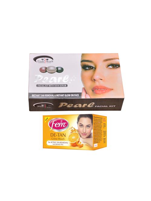 pink root pearl facial kit 83gm with fem de-tan bleach - 17384135 - Very Small Image - 1