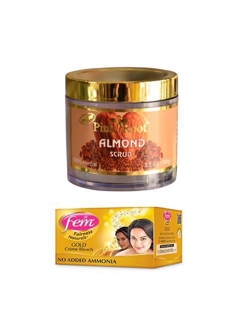 pink root almond scrub 100gm with fem gold creme bleach 30g - 17384175 - Very Small Image - 1