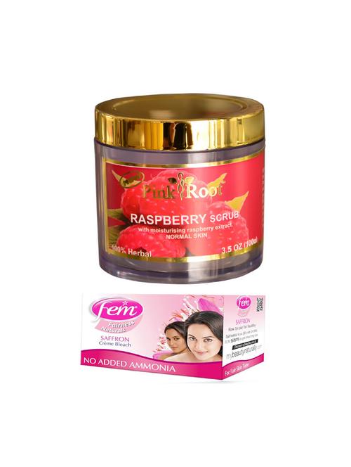 pink root raspberry scrub 100gm with fem saffron creme bleach 30g - 17384190 - Very Small Image - 1