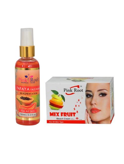 pink root papaya face wash 100ml with mix fruit bleach 50gm - 17384197 - Very Small Image - 1
