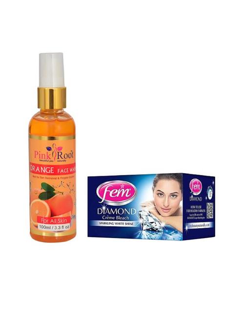 pink root orange face wash 100ml with fem diamond bleach 30gm - 17384208 - Very Small Image - 1