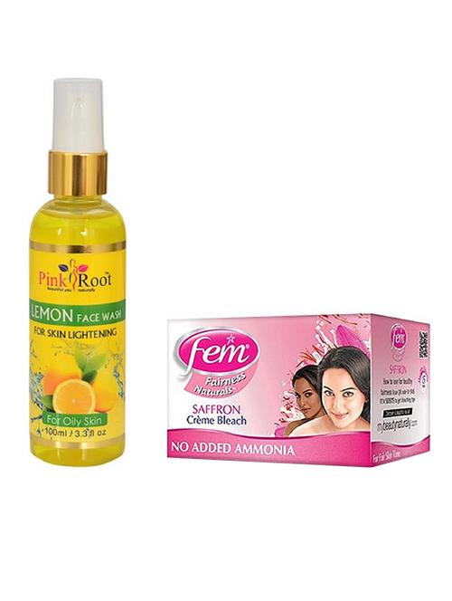 pink root lemon face wash 100ml with fem saffron bleach 30gm - 17384212 - Very Small Image - 1