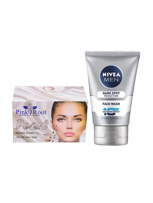 pink root pearl bleach cream 250g with nivea men dark spot reduction face wash - 17384301 - Very Small Image - 1