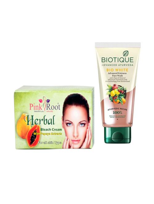 pink root herbal bleach cream 250g with biotique white fairness facewash - 17384332 - Very Small Image - 1