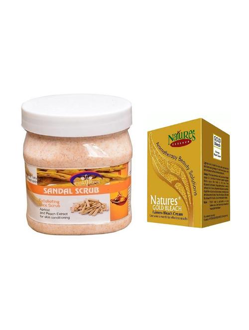pink root sandal scrub 500ml with nature's essence 43g gold bleach - 17384519 - Very Small Image - 1