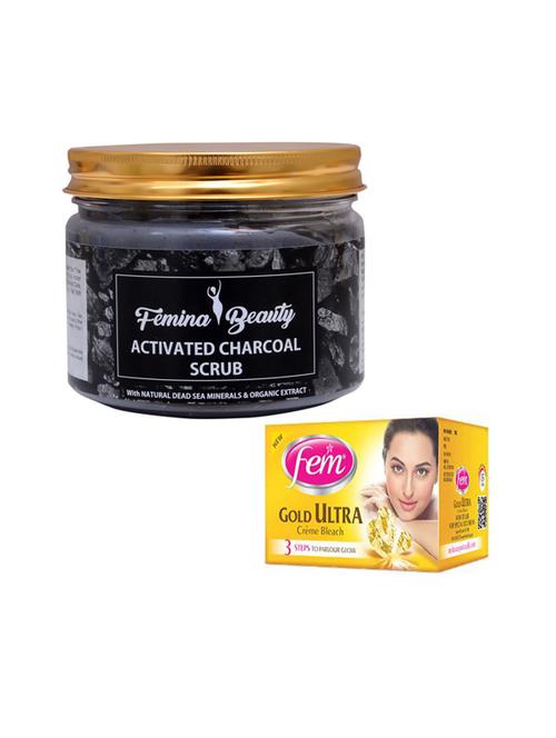 femina beauty charcoal scrub with fem gold bleach - 17384608 - Very Small Image - 1