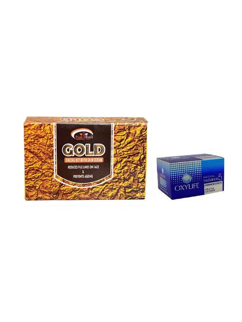 pink root gold facial kit 83gm with oxylife crème bleach natural radiance5 - 17384652 - Very Small Image - 1