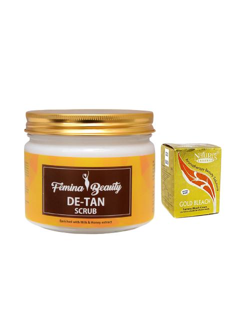 femina beauty de-tan scrub with lotus natures essence gold bleach - 17384661 - Very Small Image - 1