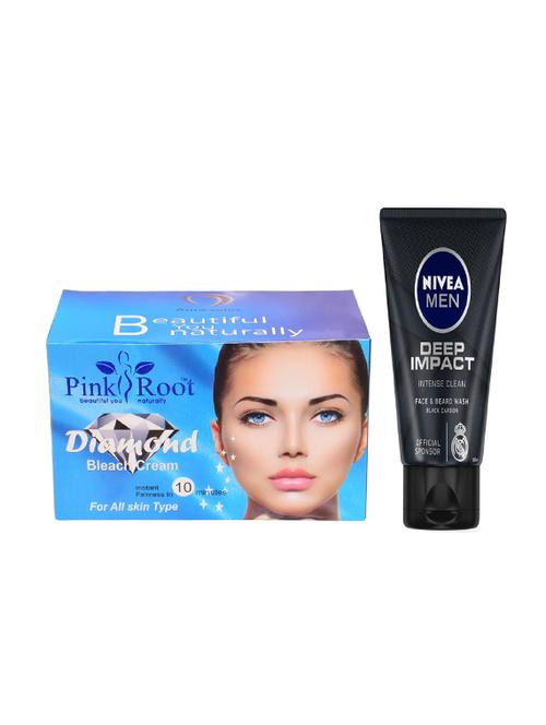 pink root diamond bleach 250gm with nivea deep impact face and beard wash - 17384735 - Very Small Image - 1